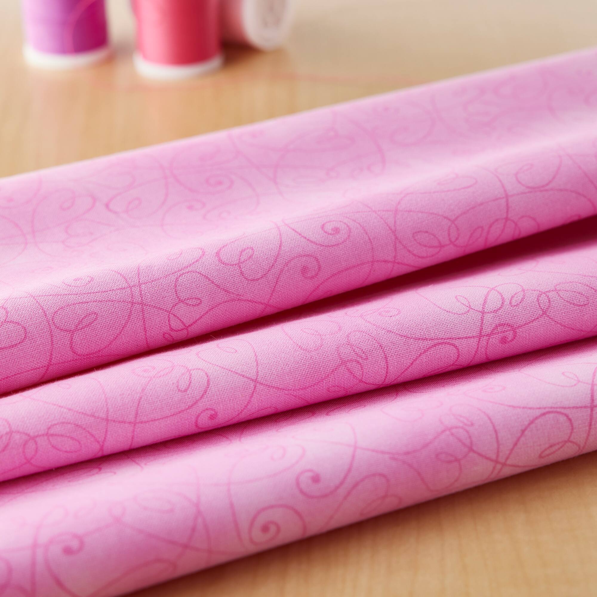 Fabric Traditions Pink Tonal Swirl Hearts Cotton Fabric